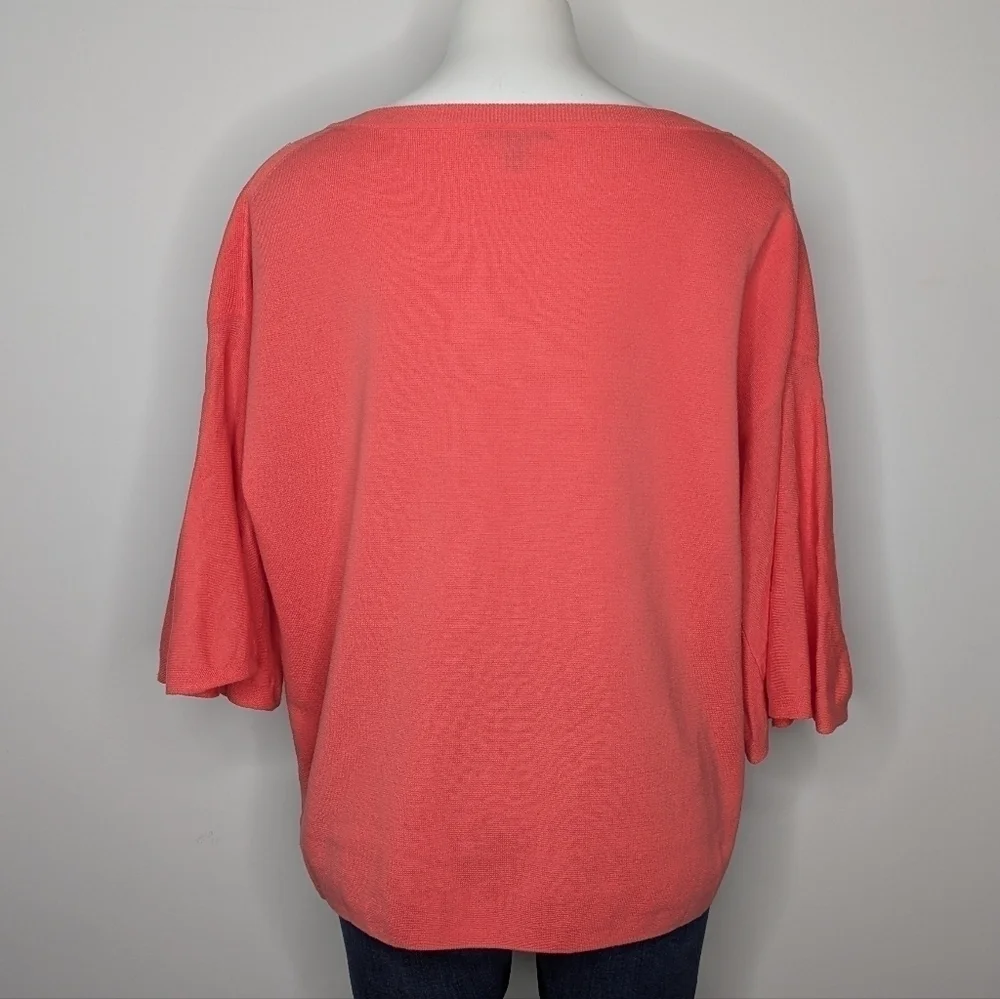 J Crew salmon bell sleeve 100% cotton 1/2 sleeve sweater L